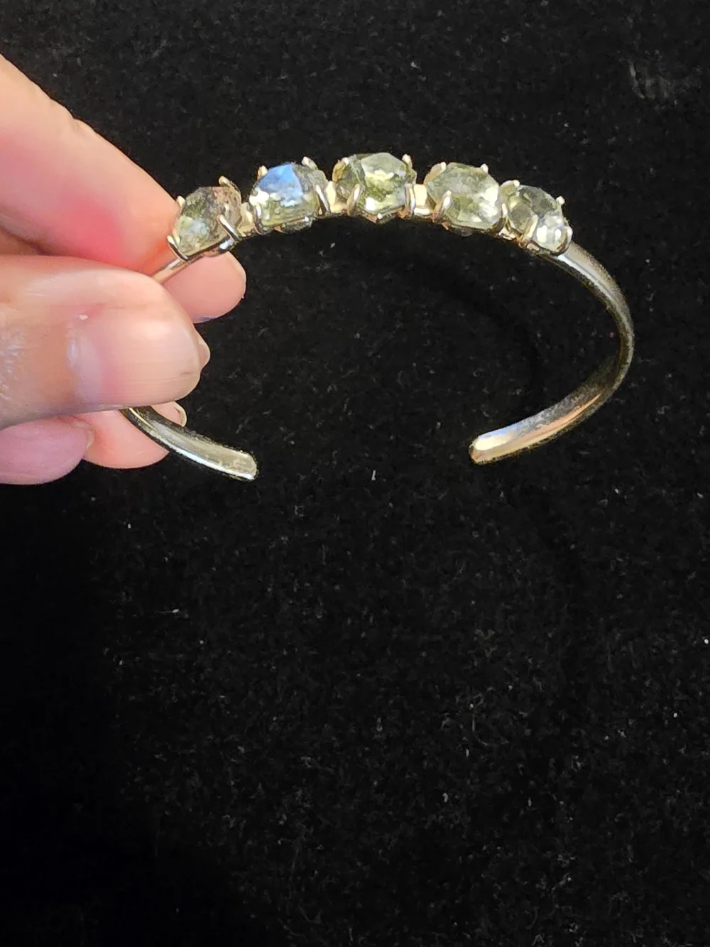 Kendra Scott Gold Cuff Bracelet with Five Green Stones